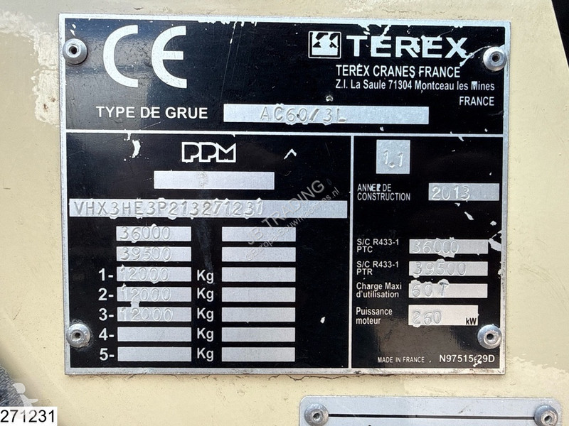 Žeriav Terex AC60/3l 6x6, 60.000 kg, 44 m
