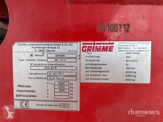 Cultures spécialisées Grimme  Maxtron 620