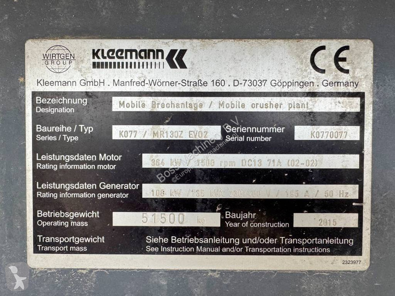 Breken, recyclen Kleemann MR130Z EVO 2 - German...