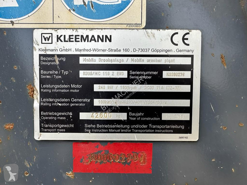 Krossning, återvinning Kleemann MC110Z EVO Jaw...