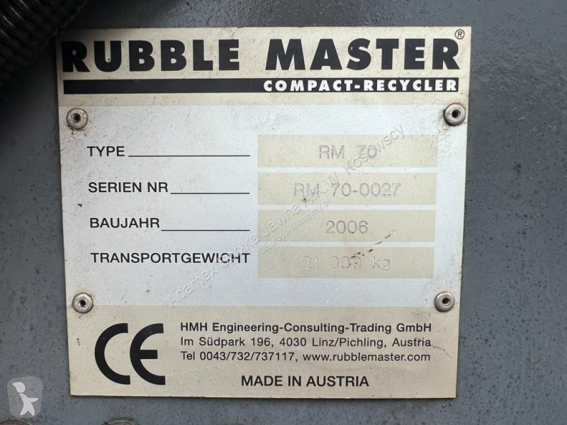 Knusning, genvinding Rubble Master RM 70