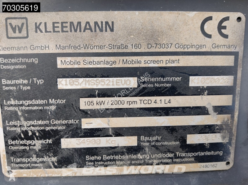 تفتيت، إعادة التدوير Kleemann K105/MS9521EVO...