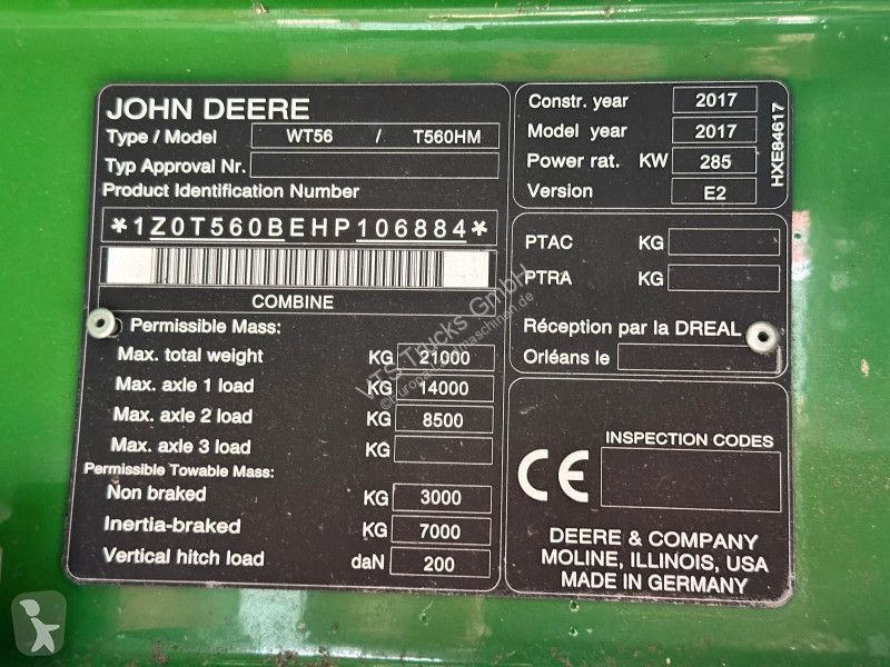 Skörd John Deere WT56/T560HM Mähdrescher...