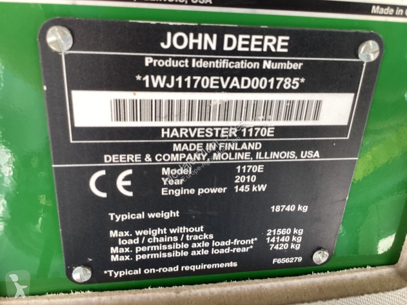 Skogsbruksmaterial John Deere 1170 E