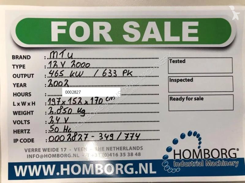 Losse onderdelen bouwmachines MTU Moteur  12V...