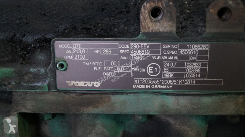 Náhradné diely na stavebné stroje Volvo D7E 290...