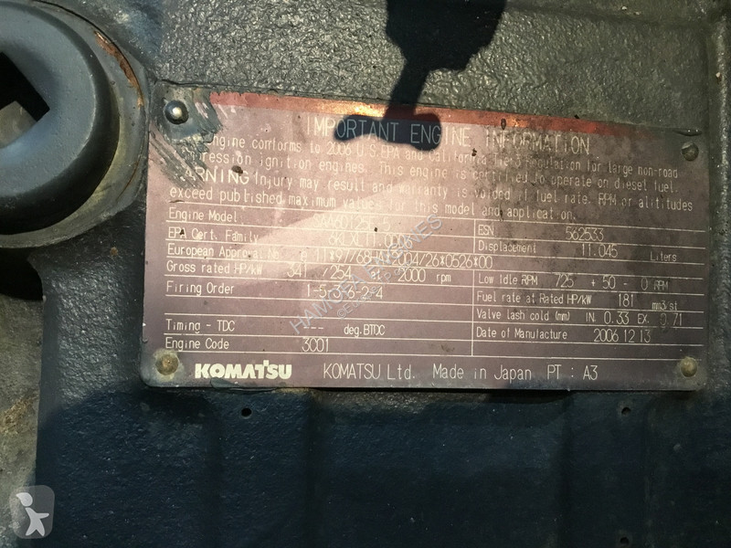 قطع غيار الأشغال العمومية Komatsu SAA6D125E-5 USED