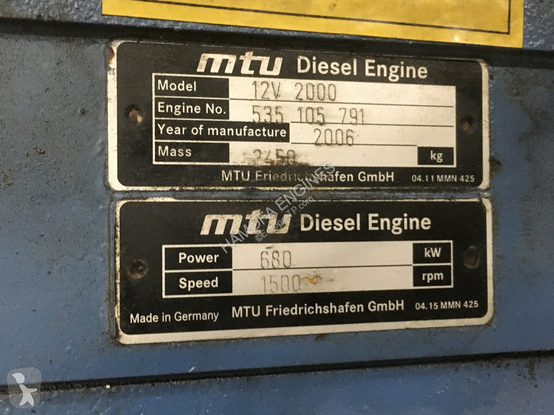 Náhradné diely na stavebné stroje MTU 12V2000 USED