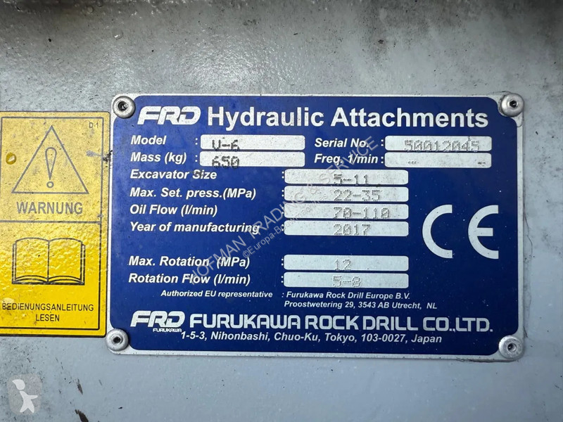 Reservdelar anläggningsmaterial Furukawa U6