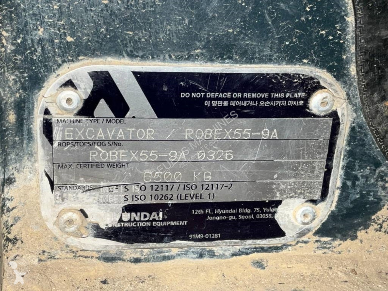 Losse onderdelen bouwmachines Hyundai Robex 55-9 A