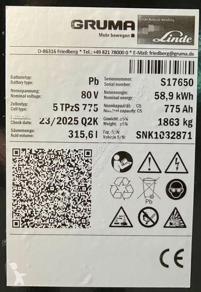 تجهيزات المناولة   80 Volt 5 PzS 725 Ah