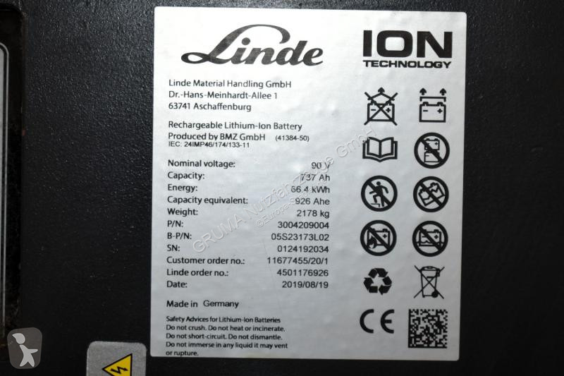 تجهيزات المناولة Linde  90 Volt  737 Ah