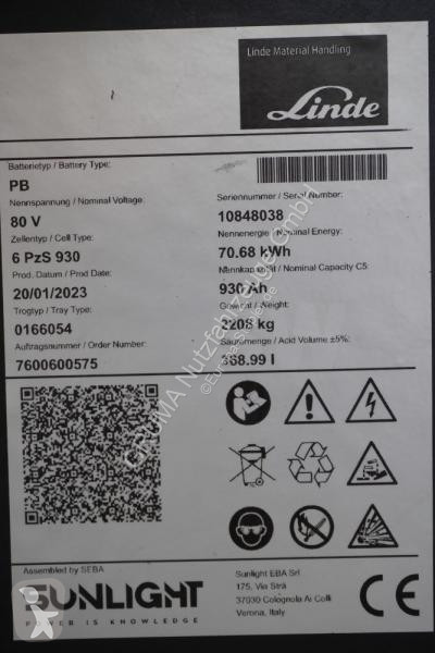 Manipulačné príslušenstvo   80 Volt 6 PzS 930 Ah