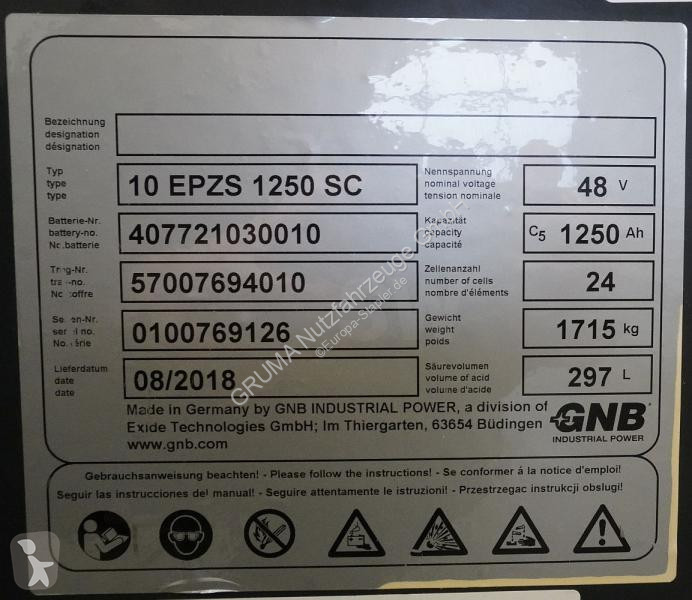 Manipulačné príslušenstvo   48 Volt 10 PzS 1250 Ah