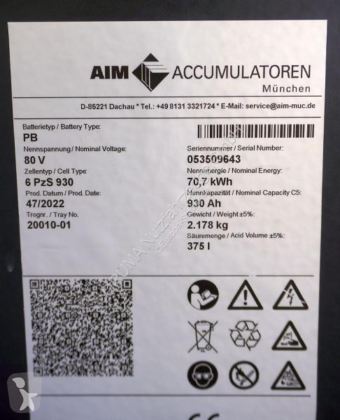 Equipamiento de manutención   80 Volt 6 PzS 930 Ah