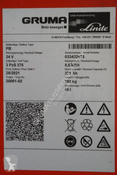 Équipements manutention   24 Volt 3 PzS 375 Ah
