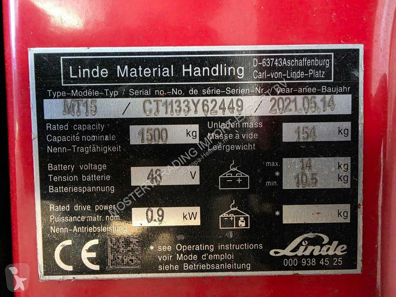 Palletwagen  MT15 - 1500 kG Linde MT 15 -...