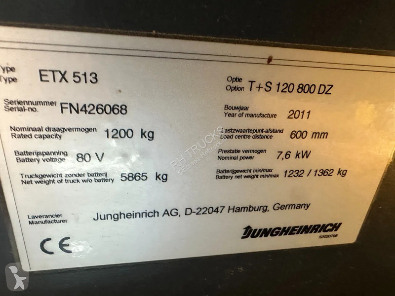 Palletwagen Jungheinrich ETX513, 5697 HOURS