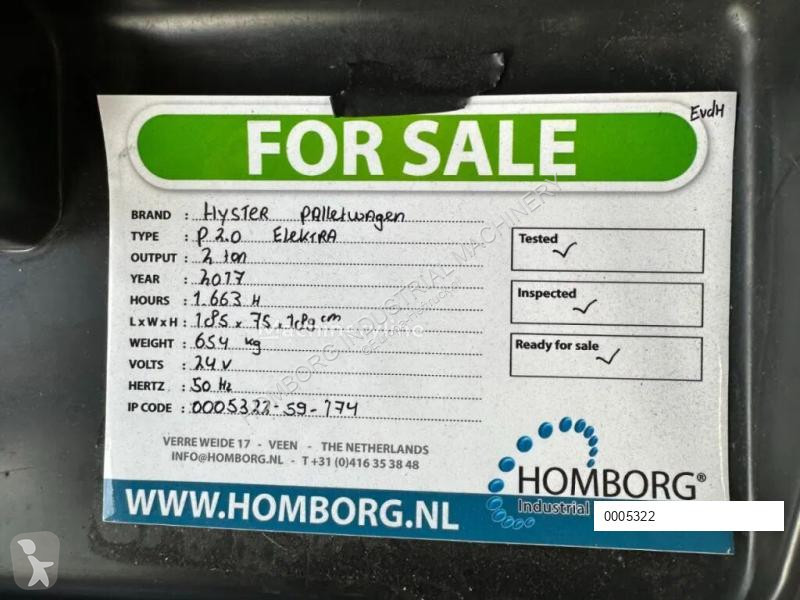 Transpallet Hyster P2.0 Palletwagen 2 ton...