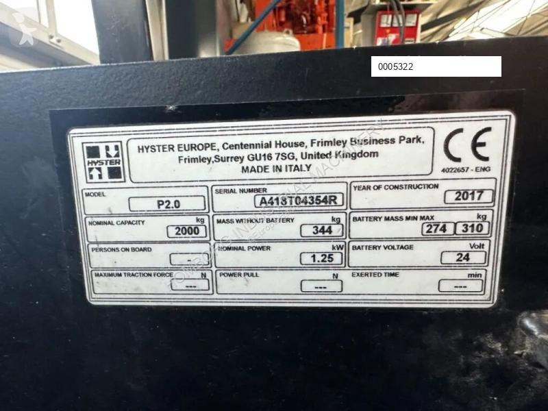 Transpallet Hyster P2.0 Palletwagen 2 ton...