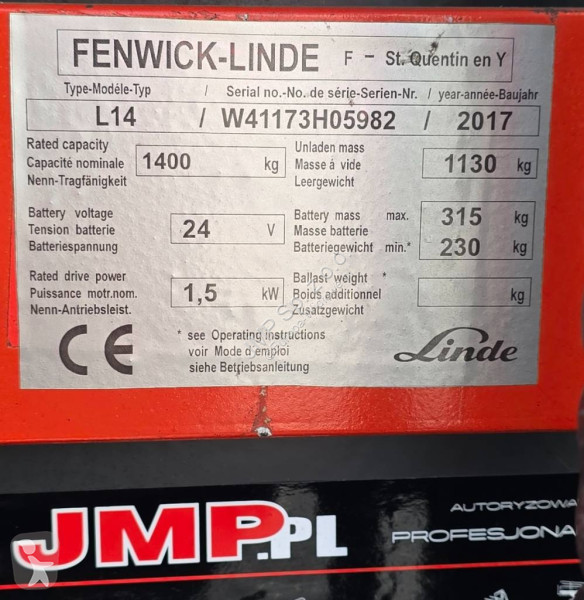 Самоходная тележка Linde L 14   NEW BATTERY 2026