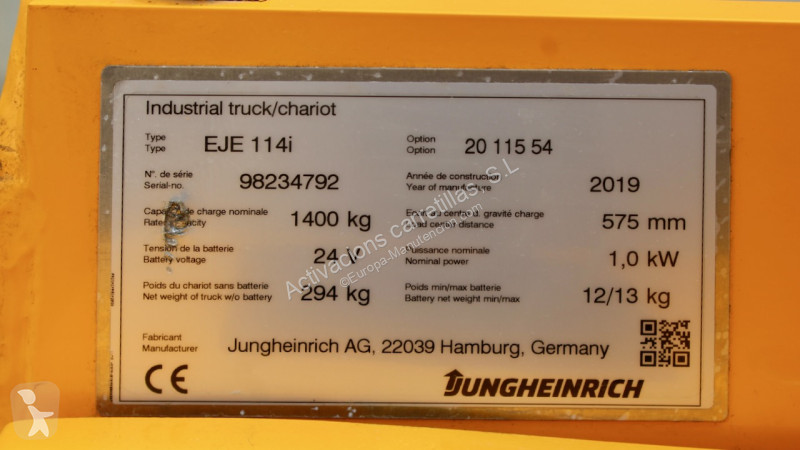 Paletovací vozík Jungheinrich EJE 114 LI-ION
