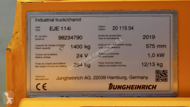 Paletový vozík Jungheinrich EJE 114i LI-ION