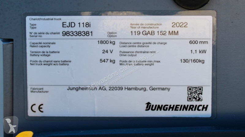 Apilador Jungheinrich EJD 118i 152M LI-ION