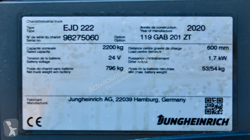 مرفاع شوكي Jungheinrich EJD 222 201 ZT LI-ION