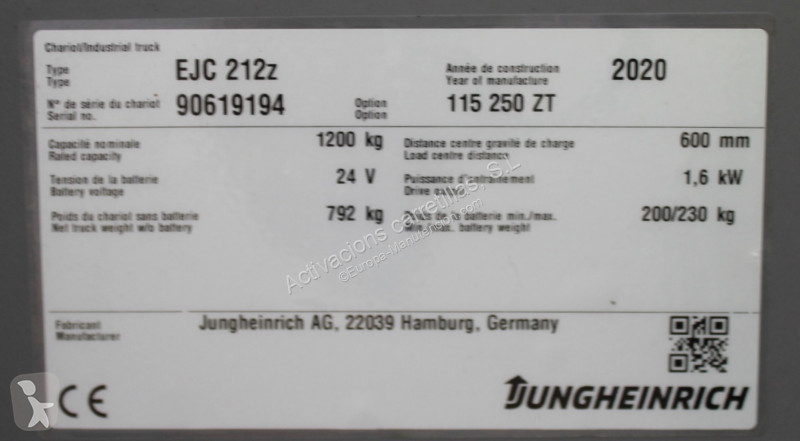 مرفاع شوكي Jungheinrich 212z 250 ZT
