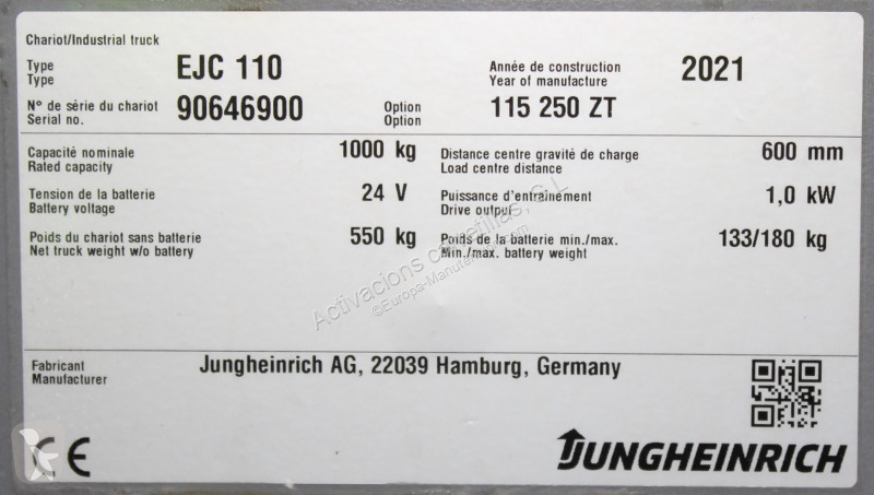 مرفاع شوكي Jungheinrich 250 ZT LI-ION