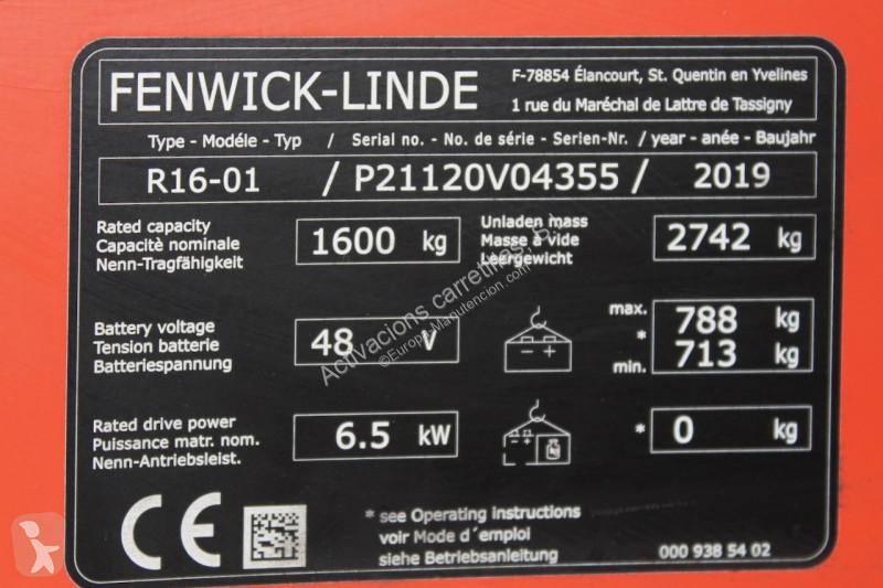Chariot à mât rétractable Linde R16-01
