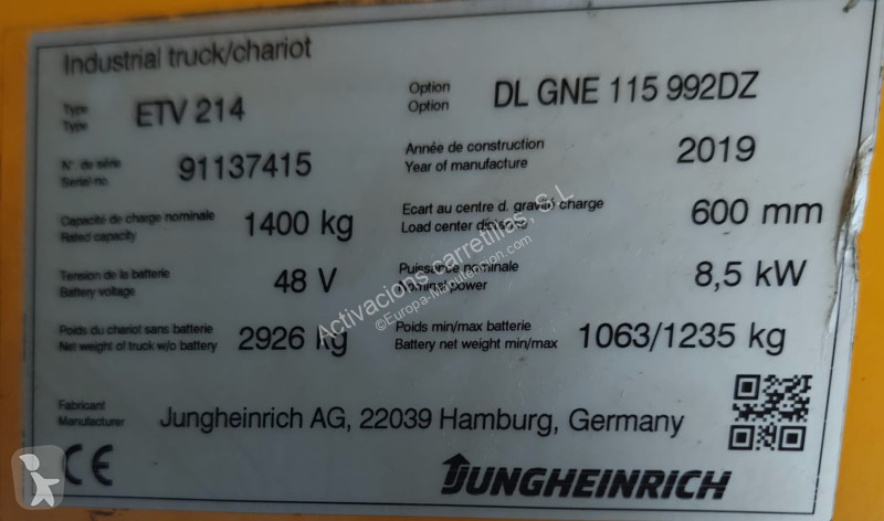 رافعة شوكية مع صاري قابل للسحب Jungheinrich 992 DZ