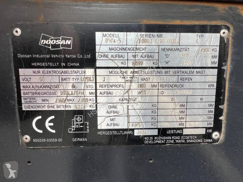 Heftruck Doosan B50X5 5T 6m Triplex non-marking...