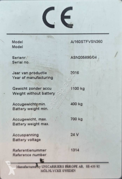 Stivuitor Unicarriers ASN 160 STFV 3600mm
