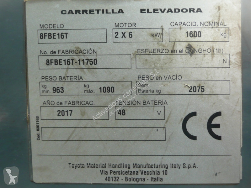 Heftruck Toyota 8FBE16T