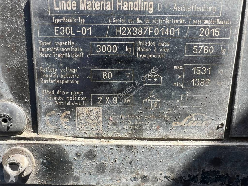 Vysokozdvižný vozík Linde E30L-01 side-shift...