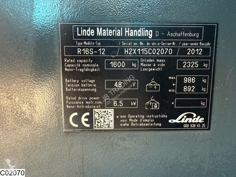 رافعة شوكية Linde R16 48V, 6.5 KW, 9578H