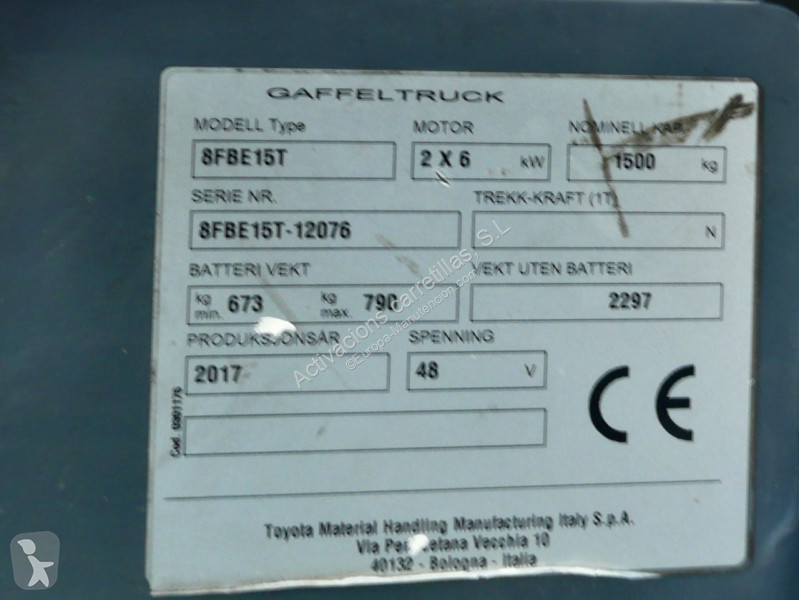 Carretilla elevadora Toyota 8FBE15T