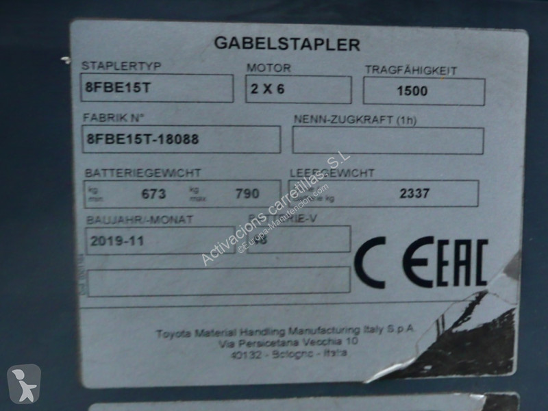 Carretilla elevadora Toyota 8FBE15T