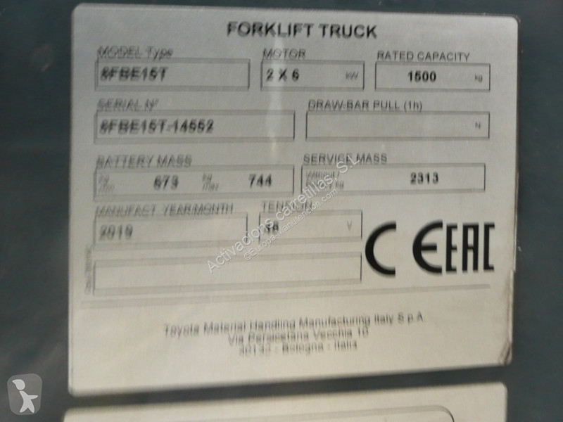 Carrello elevatore Toyota 8FBE15T