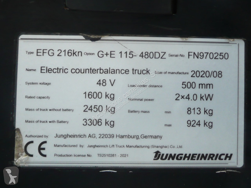Stivuitor Jungheinrich EFG 216 kn 480 DZ