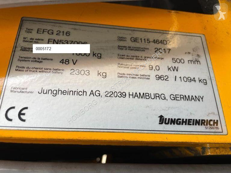 Stivuitor Jungheinrich EFG 216 Elektra 1.6 ton...