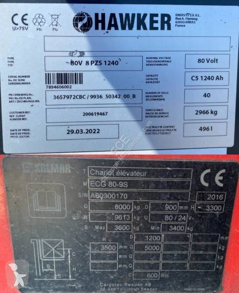 رافعة شوكية Kalmar ECG 80-9S -1er Main endommagé