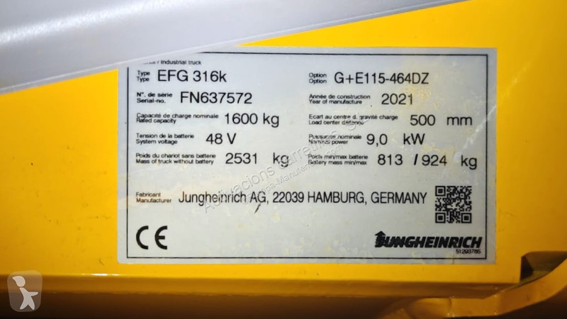 رافعة شوكية Jungheinrich 316k 464 DZ