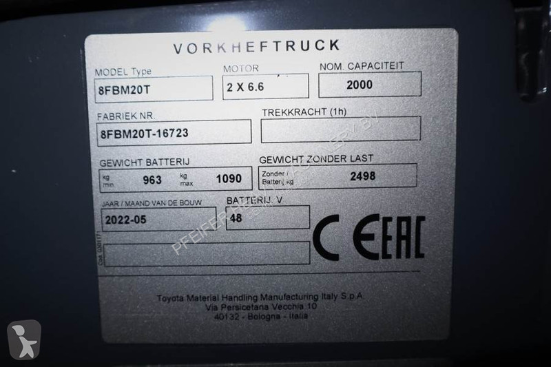 Lyfttruck Toyota 8FBM20T Valid inspection,...