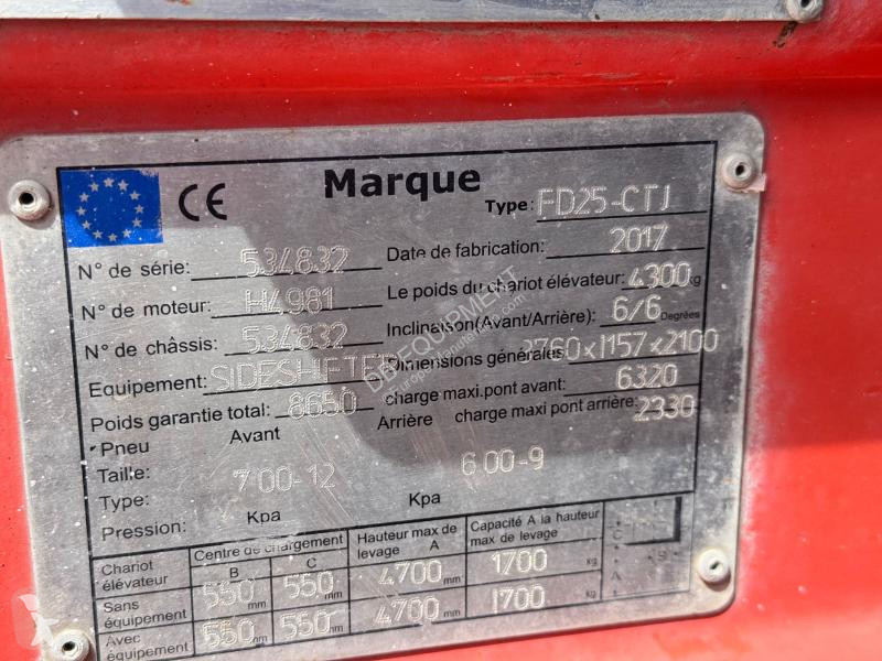 Кар Feeler Chariot élévateur diesel 2,5T 4,7m