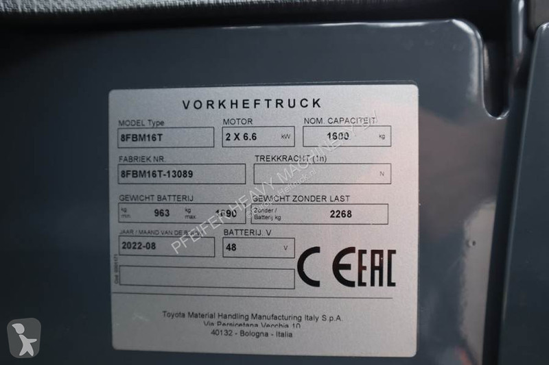 Heftruck Toyota 8FBM16T Valid inspection,...