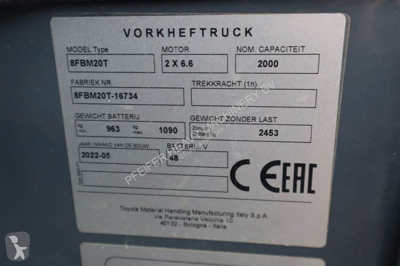 Lyfttruck Toyota 8FBM20T Valid inspection,...