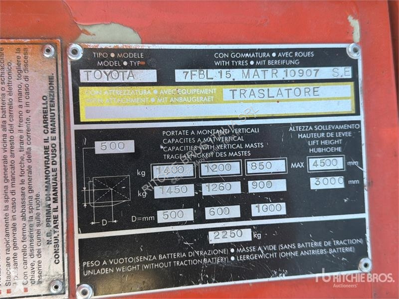 Empilhador elevador Toyota 7FB15 Electric Forklift